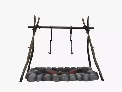 Outdoor Fire Stove Low-poly 3D model