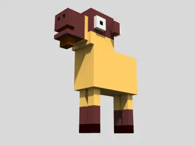 Voxel Goat Low-poly 3D model