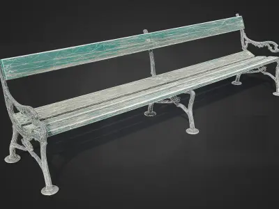 Garden Bench Wood Low-poly 3D model