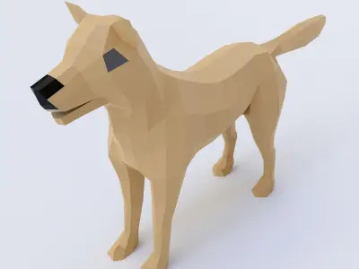 Dog 3d model polygonal Low-poly 3D model