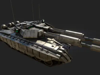 T1K Battle Tank Low-poly 3D model