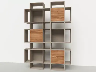 Book Library Plaza Wood Free 3D model