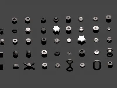 50 BOLT IMM BRUSHES and AlPHAS and MODELS Low-poly 3D model