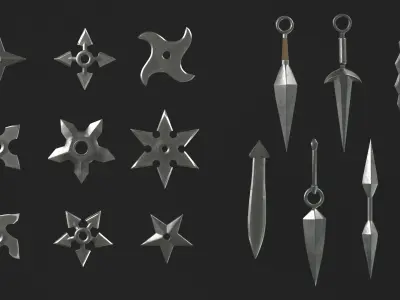 Collection of Ninja Weapons 3D model