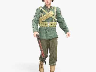 World War II US Soldier  Low-poly 3D model