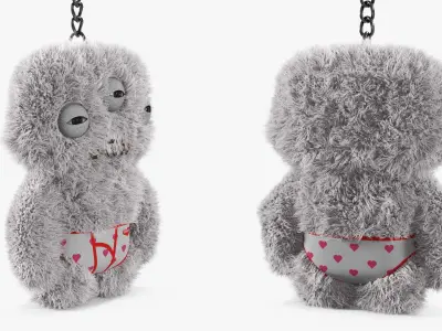 Fuggler Ugly Monster Keyring Fur for Cinema 4D 3D model