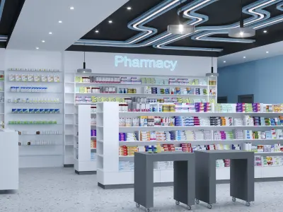 Pharmacy Low-poly 3D model blender Format Low-poly 3D model