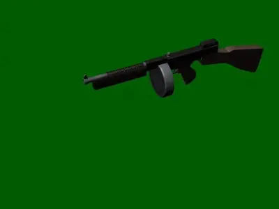 Thompson Machine Gun Low-poly 3D model