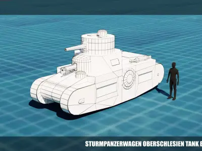 Sturmpanzerwagen Oberschlesien Tank Base Mesh Low-poly 3D model