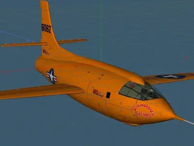 Bell X-1 Rocket Experimental Aircraft and Moat Base Modified 3D model