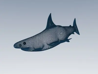 Shark flying in air Low-poly 3D model
