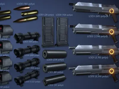 Futuristic Assault Rifle Low-poly 3D model