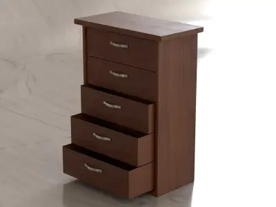 5 drawer cabinet Free low-poly 3D model