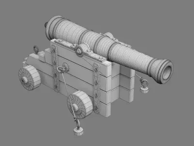 old ship cannon Low-poly 3D model