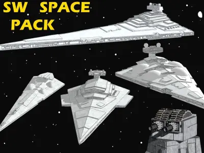 STAR WARS - ALL STARSHIPS PACK Low-poly 3D model