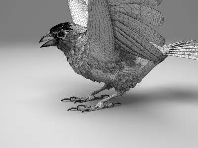 Rose-breasted grosbeak - rigged - animated 3D model