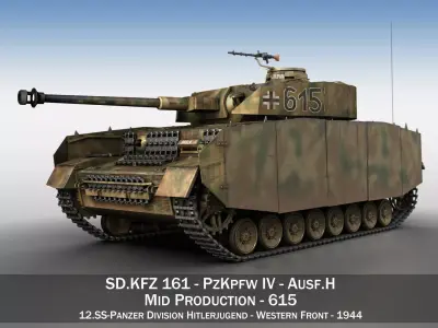 PzKpfw IV - Panzer 4 - Ausf H - 615 3D model