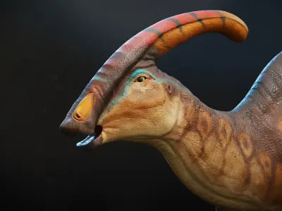 Parasaurolophus Low-poly RIG Low-poly 3D model