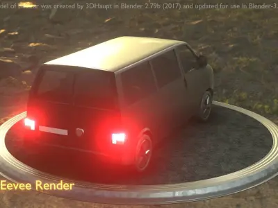 City Car 5 Commercial Minibus Type-C Black Low-poly 3D model