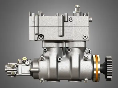 Air Brake Compressor - Two Piston - MX13 Diesel Engine 3D model
