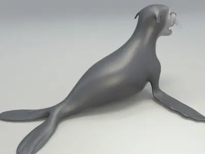 cartoon sea lion Low-poly 3D model