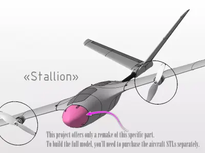 Nose Clean without cam hole - for Flyghtory Stallion 3D print model