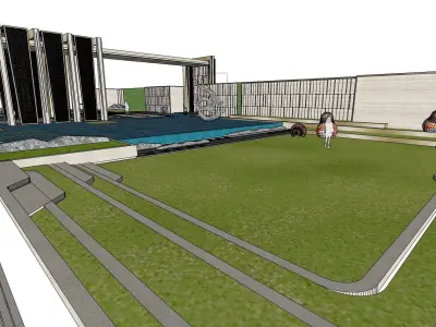 commercial entrance foyer on waterfountain 3D model