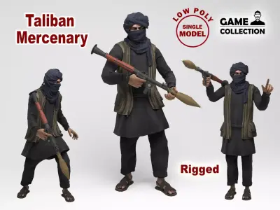 Taliban mercenary Low-poly 3D model