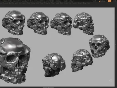 skull robot head a02 3d print model 3D print model