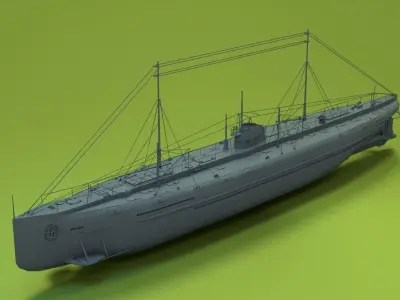 Deutschland Merchant Submarine Low-poly 3D model