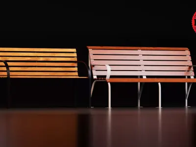 Modern Outdoor Wooden Bench Pack Free low-poly 3D model