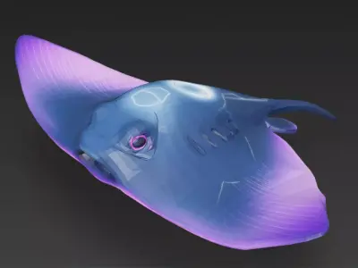 Cartoon Cyberpunk Stingray Low-poly 3D model