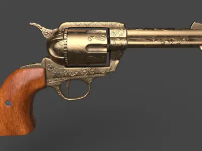 Revolver Gun Low-poly 3D model