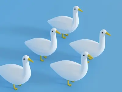 Cartoon Goose Low-poly 3D model