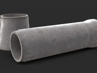 Concrete Pipe Set Low-poly 3D model