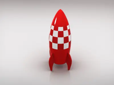 Cartoon Rocket Low-poly 3D model