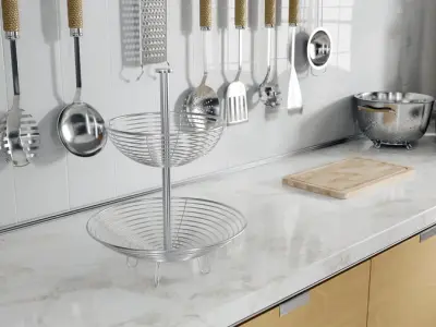  Two-Tier Standing Basket Models, Silver 