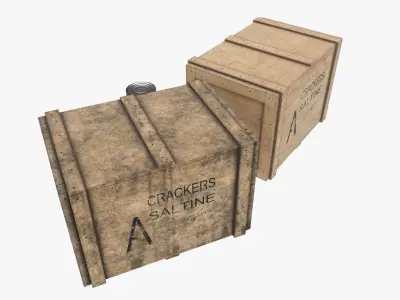 US Crackers Wooden Crate Low-poly 3D model