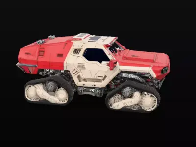 Voxel Sci-Fi Cyberpunk Car Low-poly 3D model