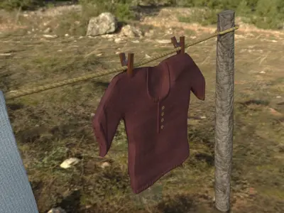 Rustic Clothesline 3D model