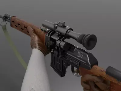 SVD Sniper Rifle Fps - Tps Low-poly 3D model
