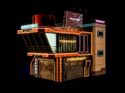 SCIFI CYBERPUNK FUTURISTIC NEON BUILDING 02 Low-poly 3D model