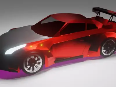 Nissan gtr low poly Free low-poly 3D model