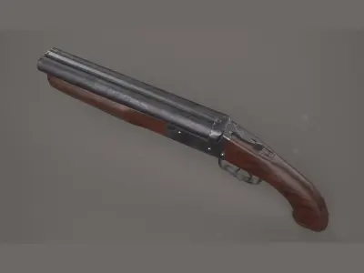 Sawed Off Shotgun - PBR Weapon and Game Ready Low-poly 3D model