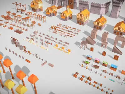 Low Poly Medieval Assets Pack Free low-poly 3D model