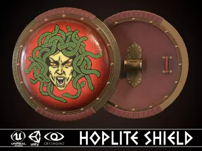 Hoplite Shield Gorgon 3 Low-poly 3D model