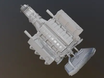 Avion car engine Free low-poly 3D model