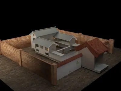 Chinese ancient courtyard  house 3D model