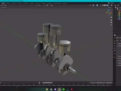 Pistons Bielles Vilebrequin 3D model