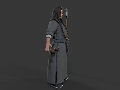 ancient chinese warrior character Low-poly 3D model